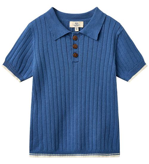 Copenhagen Colors Polo - Strik/Rib - Sharp Blue/Cream