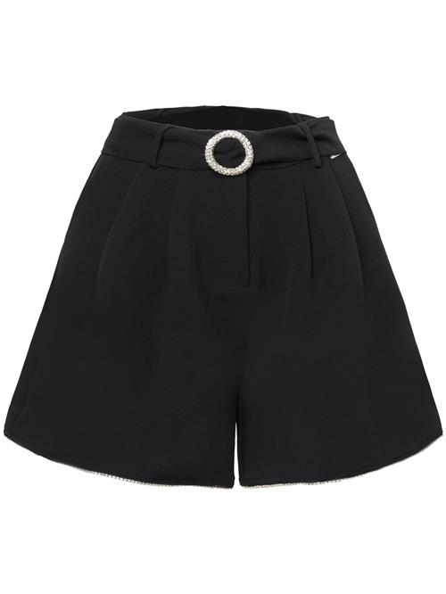 Influencer Bukser med lægfolder  sort