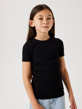 NAME IT Rib T-shirt Nakal Black