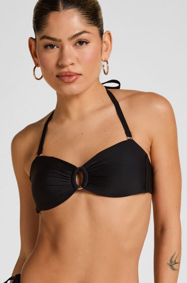 Hunkemöller Luksus Bandeau Bikini Top med Ring Sort