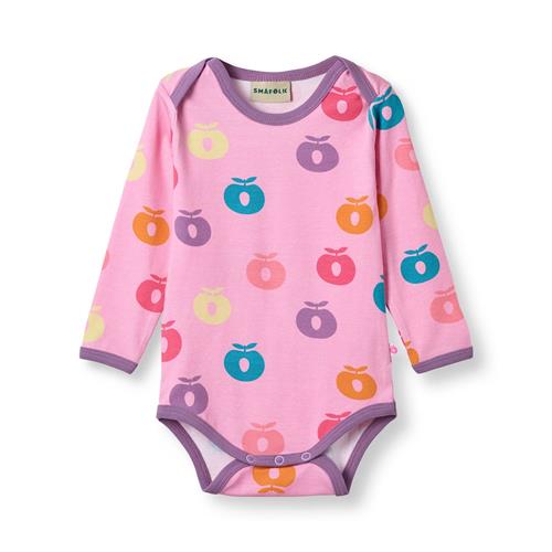 Småfolk Ulm Long-Sleeved Baby Body with Apples Pink lilac Pink lilac-74 cm  Lyserød  74 cm  kvinde