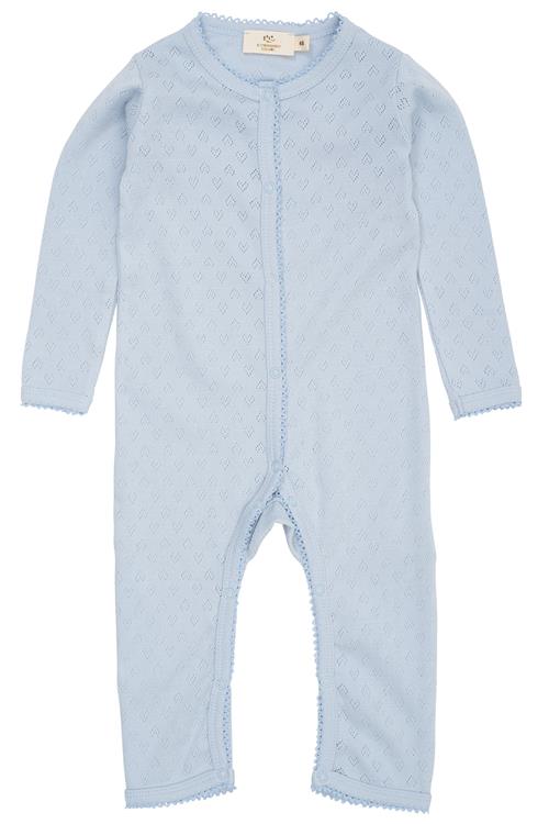 Copenhagen Colors GOTS Pointelle-hjerte Body Dusty Blue  Dusty Blue 92 cm  Blå  92 cm  mand