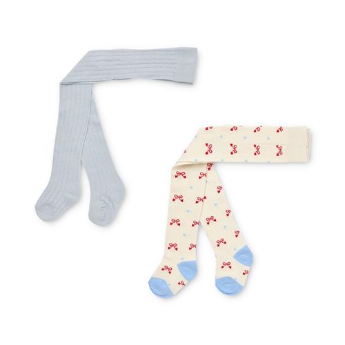 Flöss Vera 2-pak Strømpebukser Bow  Bow 56/62 cm  Blå  56/62 cm  kvinde