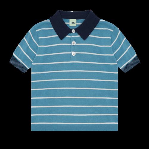 FUB Stribet Polo Ecru/dark Navy  Ecru/Dark Navy-110 cm  Marineblå  110 cm  unisex
