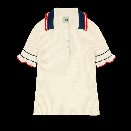 FUB Pointelle-polo Ecru  Ecru-120 cm  Creme  120 cm  kvinde