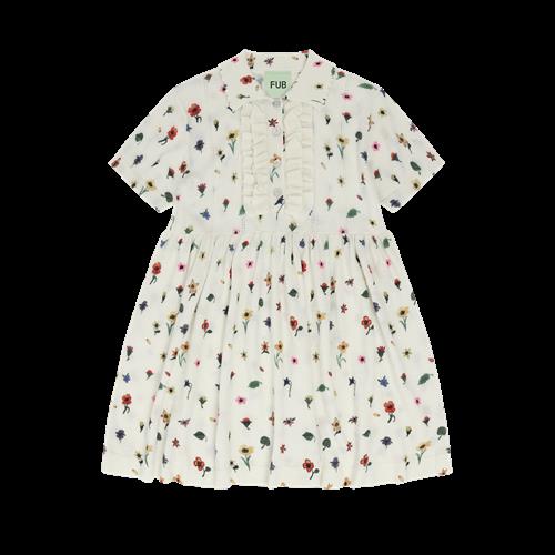 FUB Trykt Kjole Med Korte Ærmer Flower  Flower-110 cm  Beige  110 cm  kvinde