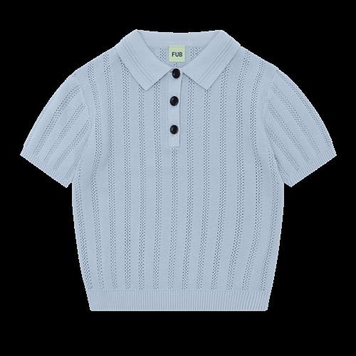FUB Struktur-polo Pale Blue  Pale Blue-120 cm  Blå  120 cm  kvinde