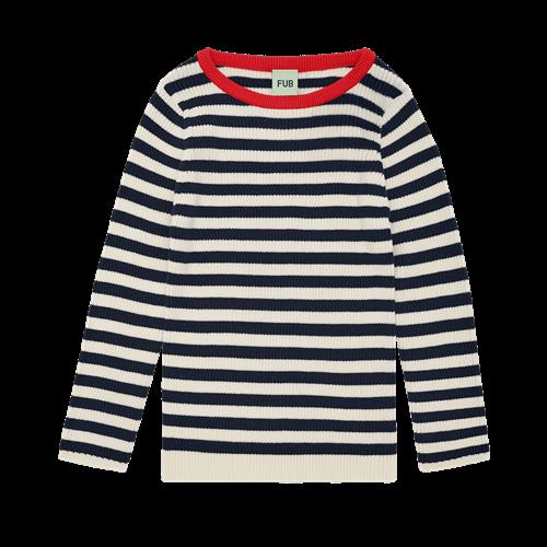 FUB Ribbluse Ecru/dark Navy  Ecru/Dark Navy-100 cm  Marineblå  100 cm  kvinde