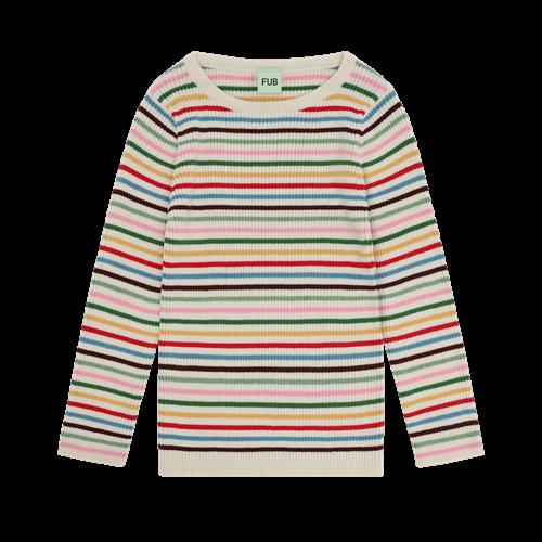 FUB Ribbluse Multi Stripe  Multi Stripe-100 cm  Rød  100 cm  kvinde
