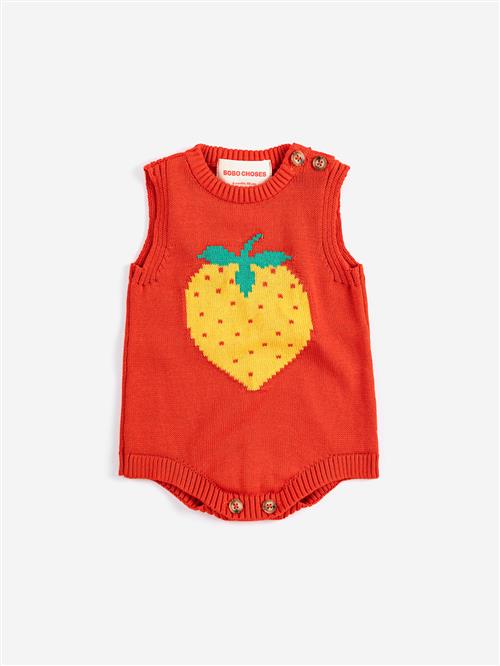 Bobo Choses Pixel Strawberry Romper Red  Red 6 months  Rød  6 måneder  unisex