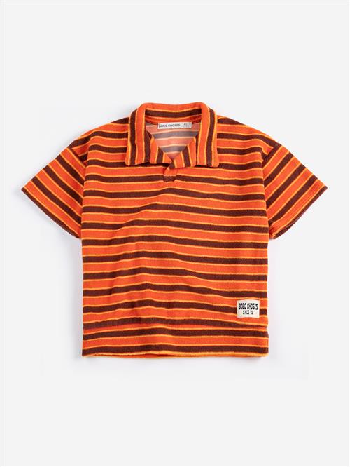 Bobo Choses Striped Brick Polo I Frotté Orange  Orange 4-5 Y  Orange.  4-5 år  mand