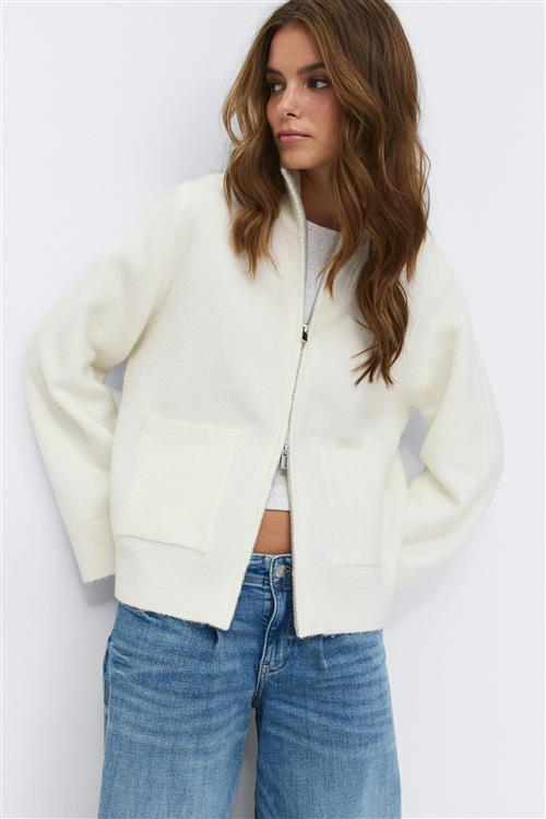 Gina Tricot - Knitted pocket cardigan - Cardigans - Hvid - S - Dame