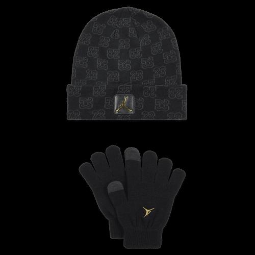 Todelt Jordan Monogram-beaniesæt til større børn - sort