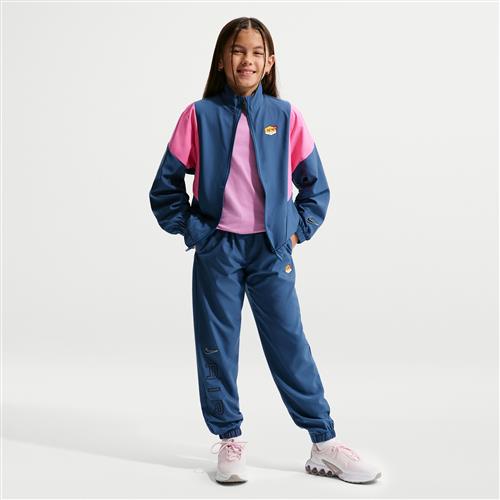 Vævet Kylian Mbappé-tracksuit til fodbold med fuld lynlås til større børn - blå