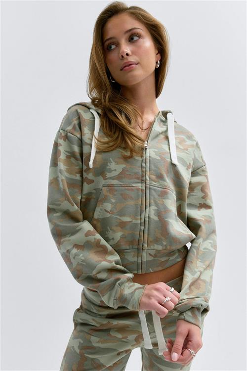 Gina Tricot - 14+ zip hoodie - Trøjer - Grøn - XS - Dame