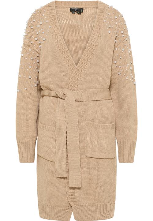 faina Cardigan  mørkebeige / perlehvid