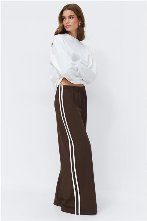 Gina Tricot - Sporty wide trousers - Vide bukser - Brun - XS - Dame