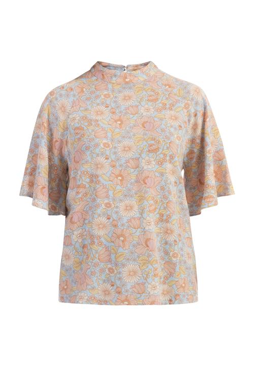 Usha Bluse  beige / himmelblå / orange
