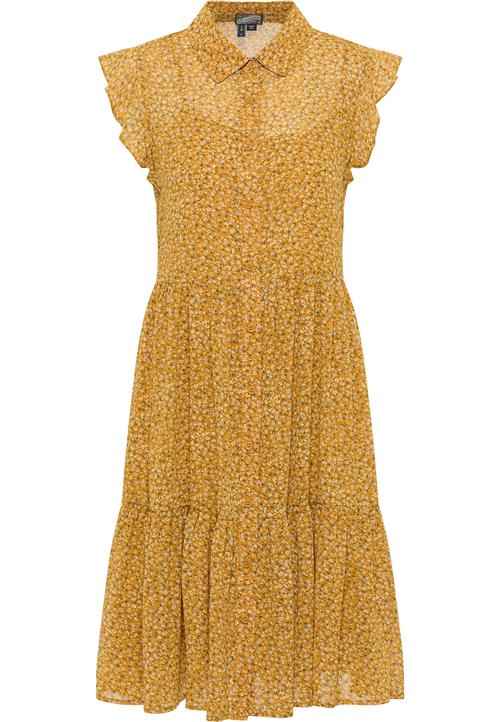 DreiMaster Vintage Blusekjole  mørkegul / grøn / hvid