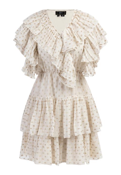 faina Kjole 'Minya'  guld / sølvgrå / uldhvid