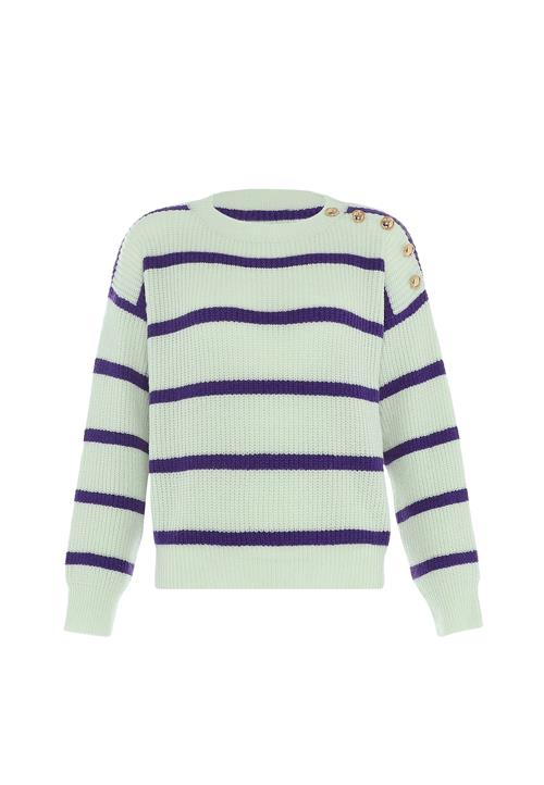 faina Pullover  mørkelilla / uldhvid