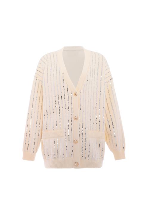 faina Cardigan  sølv / uldhvid