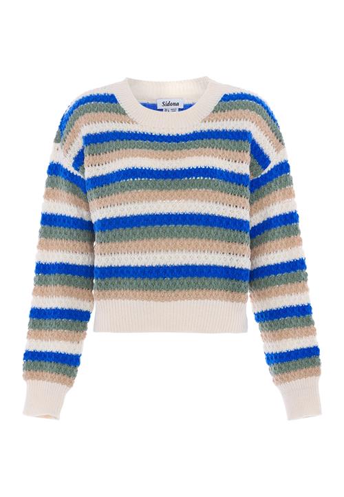 Sidona Pullover  camel / blå / jade / offwhite