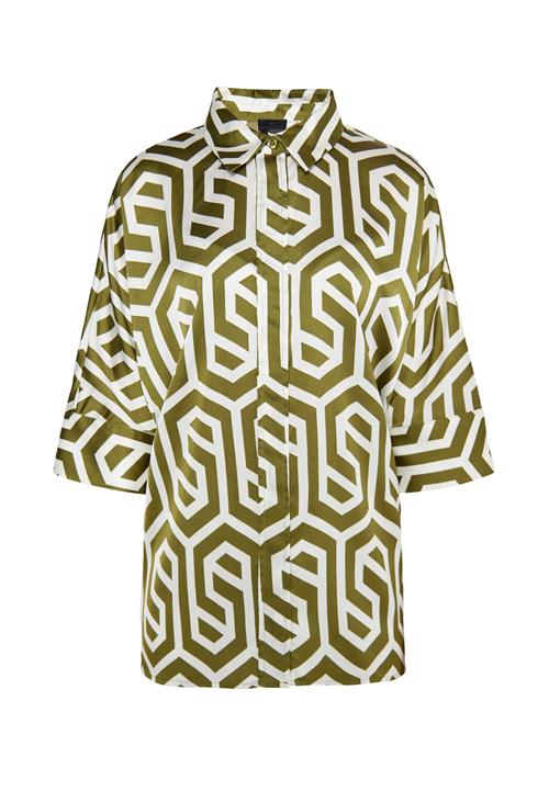 DreiMaster Klassik Bluse  oliven / uldhvid