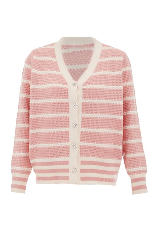 SANIKA Cardigan  lyserød / hvid