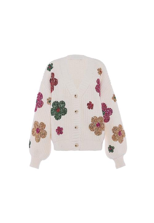 faina Cardigan  gul / grøn / pink / uldhvid