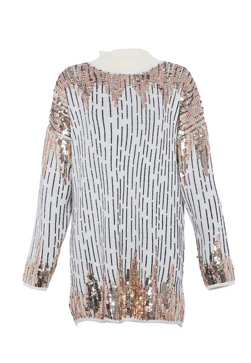 faina Pullover  guld / gammelrosa / sort / uldhvid