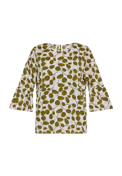 Usha Bluse  oliven / offwhite