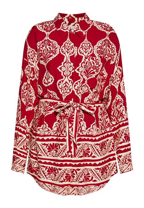 Usha Bluse  mørkerød / hvid