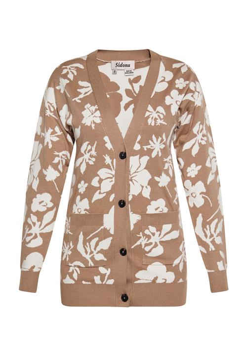 Sidona Cardigan  taupe / uldhvid