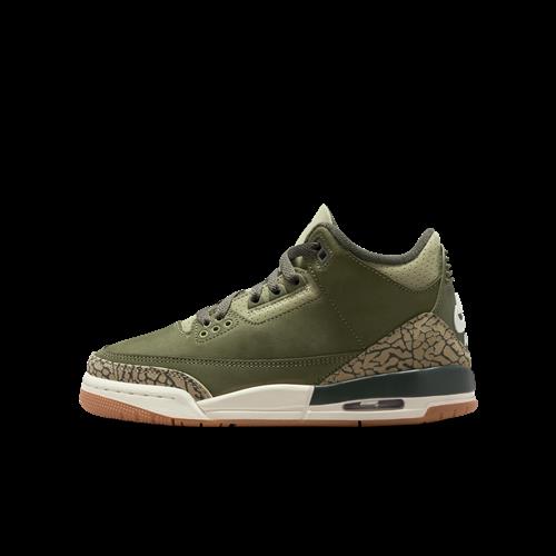 Air Jordan 3 Retro "Medium Olive"-sko til store børn - grøn