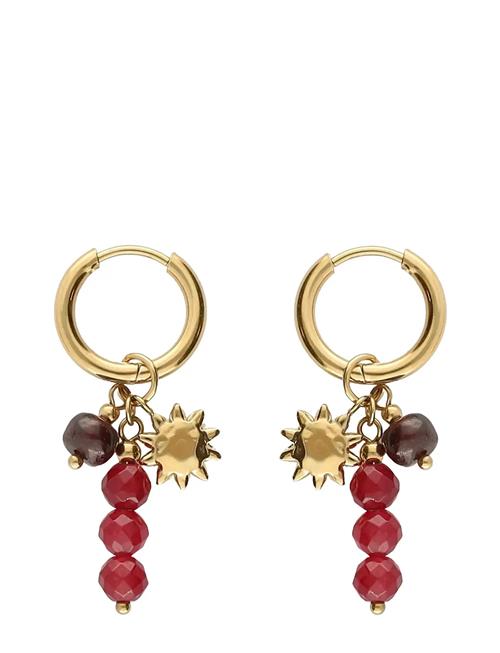 My Jewellery | Earring Hoops Burgundy Beads Sun | ONE SIZE