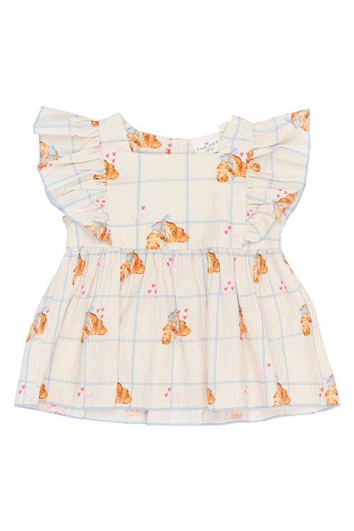 The New Siblings Silke Kortærmet Top Gardenia Aop  Gardenia AOP-98 cm  Creme  98 cm  kvinde