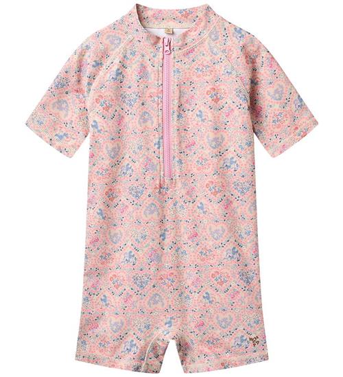 Wheat Bade Heldragt - m. Lynlås - Cas - Pink heart flowers