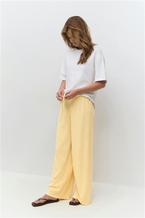 Gina Tricot - Striped soft trousers - stribede bukser - Gul - L - Dame
