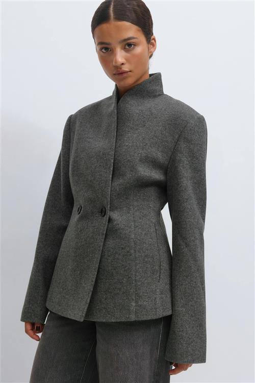 Gina Tricot - Shaped wool blend jacket - Jakker - Grå - M - Dame