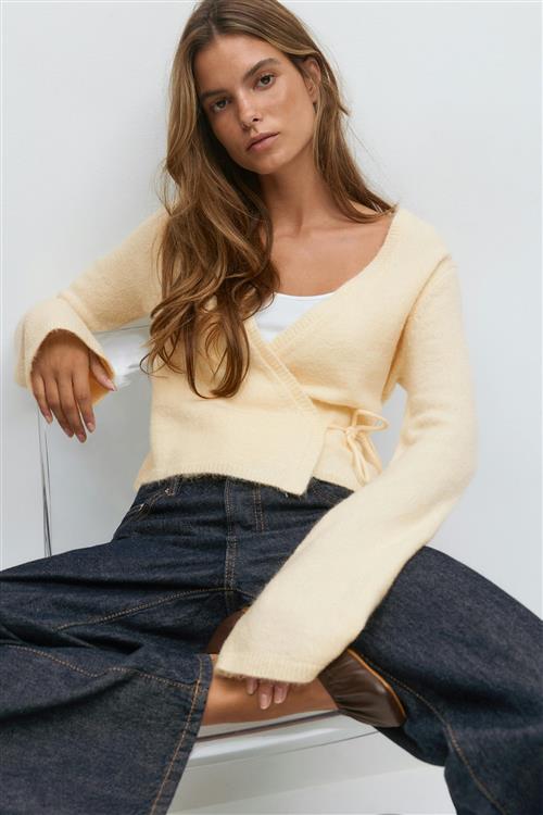 Gina Tricot - Knitted wrap cardigan - Cardigans - Gul - S - Dame