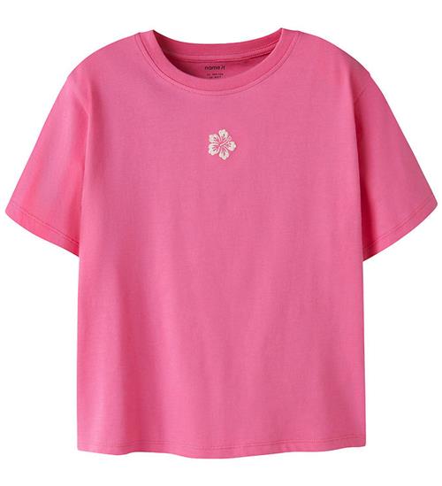 Name it T-shirt - NkfVictoria - Strawberry Moon/Hibiscus Embroid