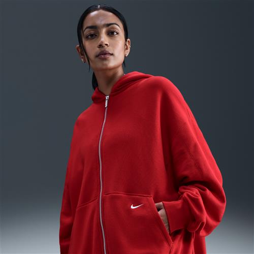 Nike -fleecehættetrøje med lynlås til kvinder - rød