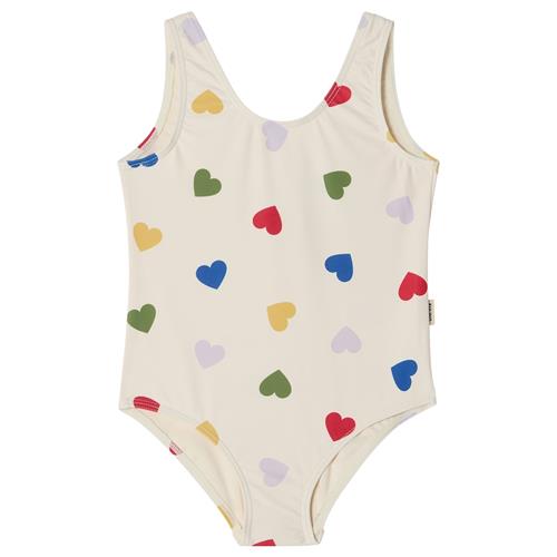 Kuling Milos UV-badedragt Rainbow Hearts  Rainbow Hearts 110/116 cm  Hvid  110/116 cm  unisex