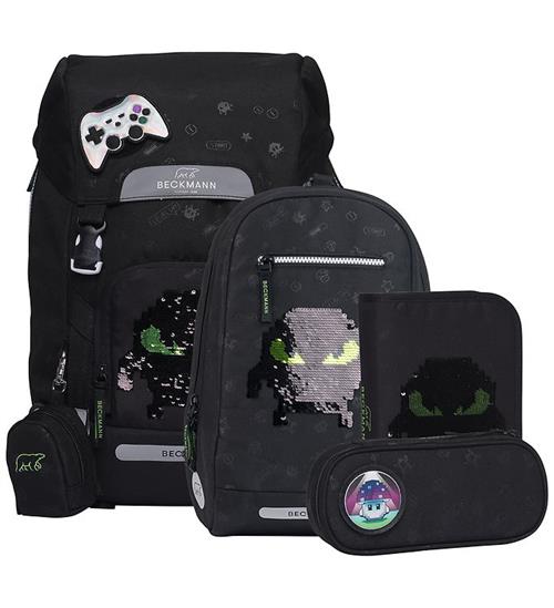 Beckmann Skoletaske - Classic Maxi - Pixel - Sort