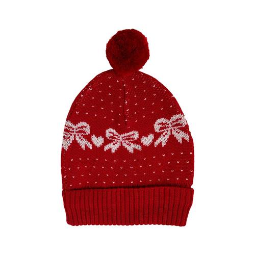 Flöss Noe Strikket Hue Med Intarsiae Sløjfer Rød 3-9 months  Rød  3-9 måneder  unisex