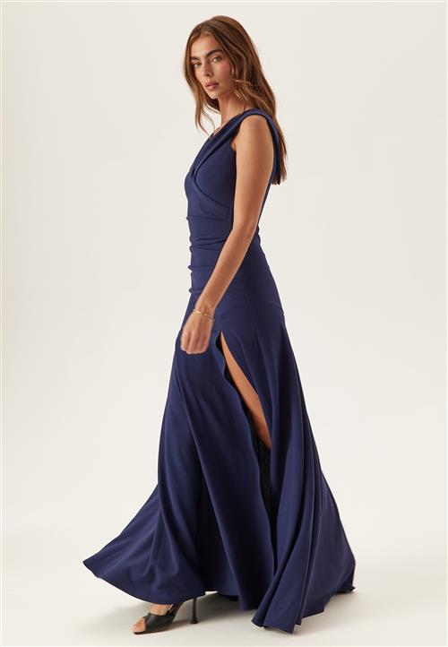 Goddiva Bardot Pleat Maxi With Split