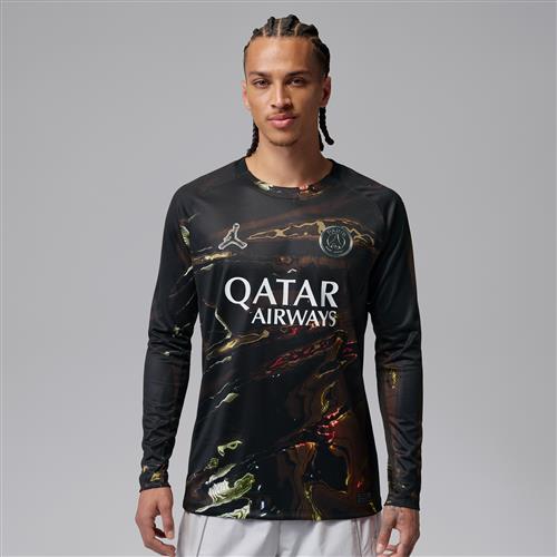 Langærmet Paris Saint-Germain 2026 Stadium Night Edition Jordan Dri-FIT Replica-fodboldtrøje til mænd - sort