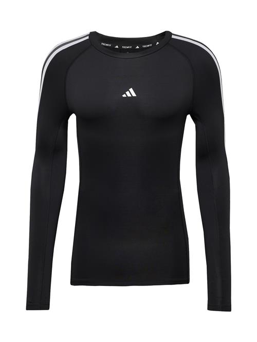 ADIDAS PERFORMANCE Funktionsskjorte 'TECHFIT Compression Training 3-Stripes Long Sleeve'  sort / hvid