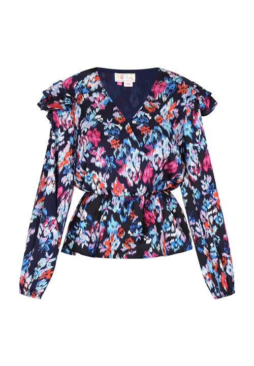 IZIA Bluse  navy / lyseblå / mørkeorange / pink